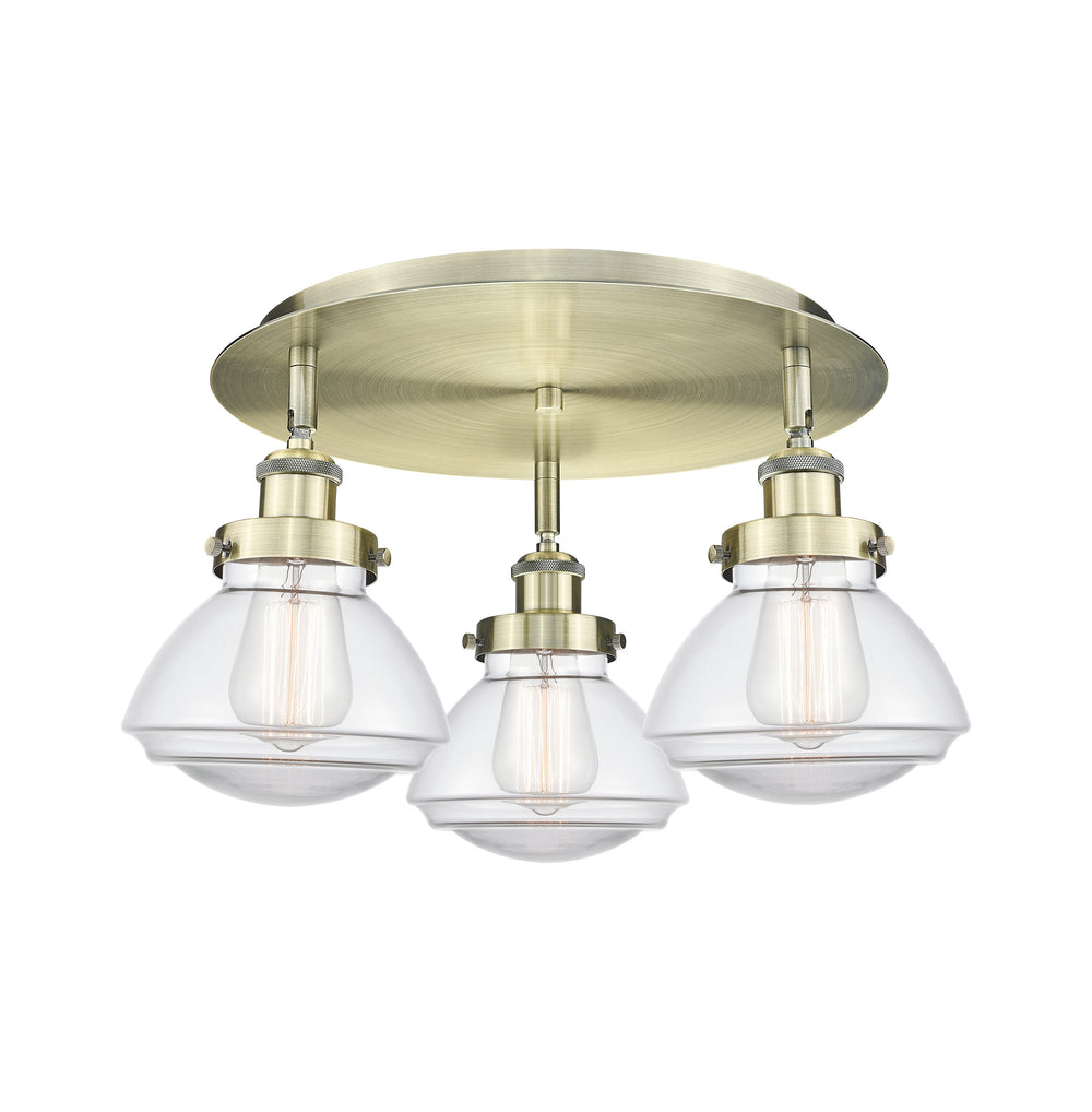 Innovations Lighting Olean Flush Mount - Antique Brass