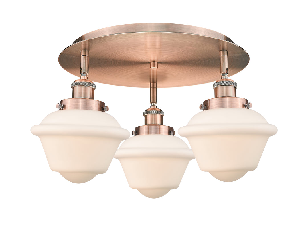 Innovations Lighting Oxford Flush Mount - Antique Copper Ceiling Flush Mounts Innovations Lighting Matte White ; Glass Type: Frosted  