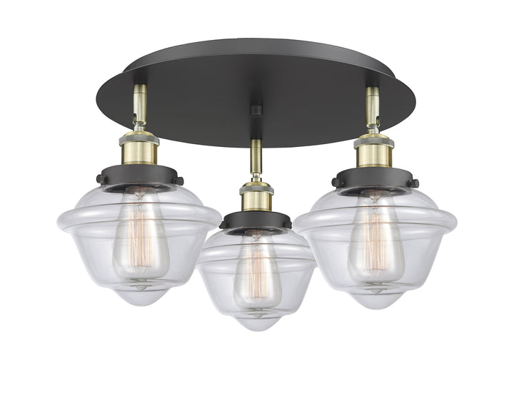 Innovations Lighting Oxford Flush Mount - Black Antique Brass Ceiling Flush Mounts Innovations Lighting Clear ; Glass Type: Clear  