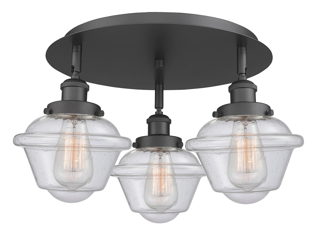 Innovations Lighting Oxford Flush Mount - Matte Black Ceiling Flush Mounts Innovations Lighting Seedy ; Glass Type: Seeded  