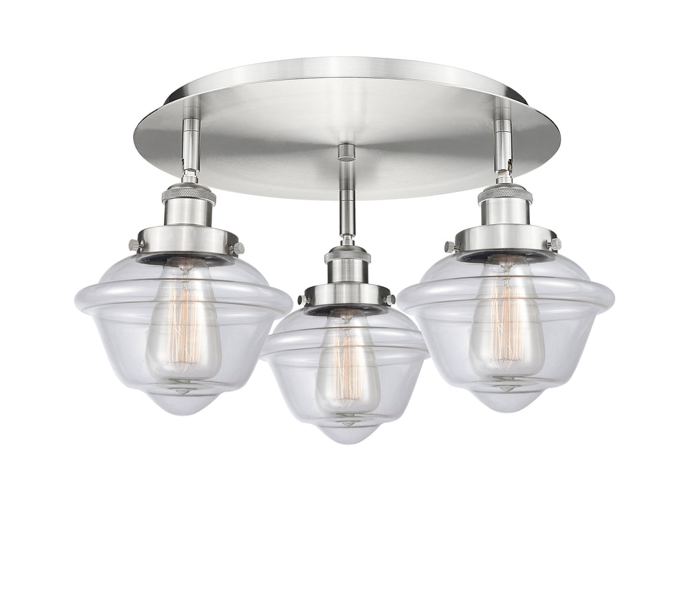 Innovations Lighting Oxford Flush Mount - Satin Nickel Ceiling Flush Mounts Innovations Lighting Clear ; Glass Type: Clear  