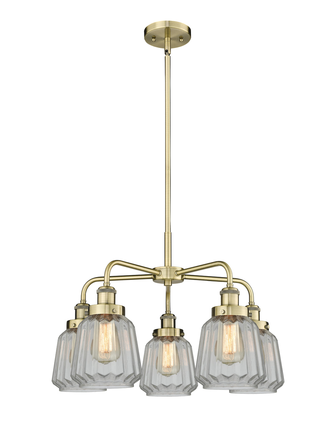 Innovations Lighting Chatham Chandelier - Antique Brass Chandeliers Innovations Lighting Clear ; Glass Type: Transparent; Ribbed  