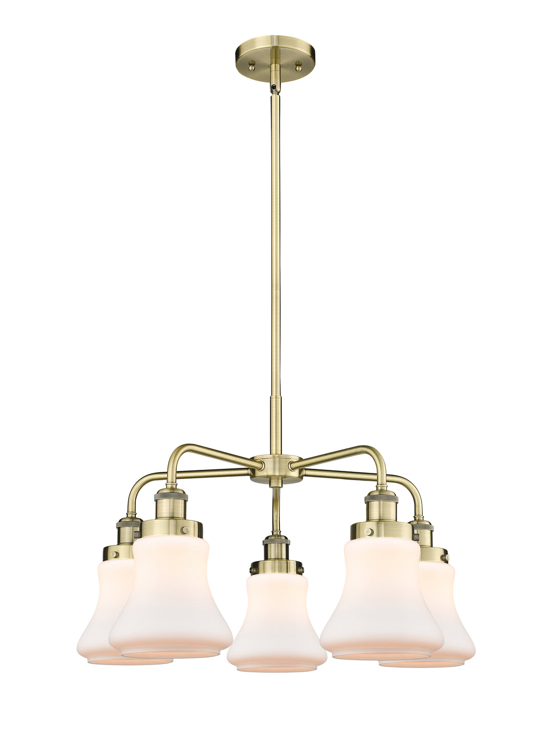 Innovations Lighting Bellmont 6" Chandelier Chandeliers Innovations Lighting Antique Brass Matte White ; Glass Type: Frosted 