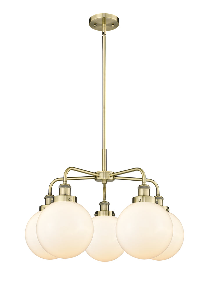 Innovations Lighting Beacon 8" Chandelier Chandeliers Innovations Lighting Antique Brass Matte White ; Glass Type: Frosted 