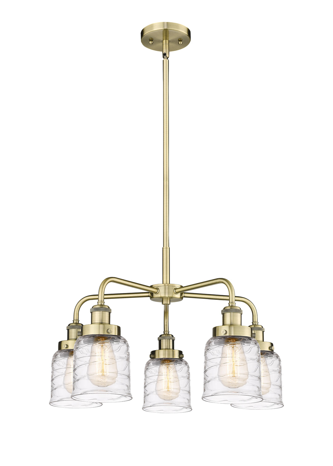 Innovations Lighting Bell Chandelier Chandeliers Innovations Lighting Antique Brass Clear Deco Swirl ; Glass Type: Clear 