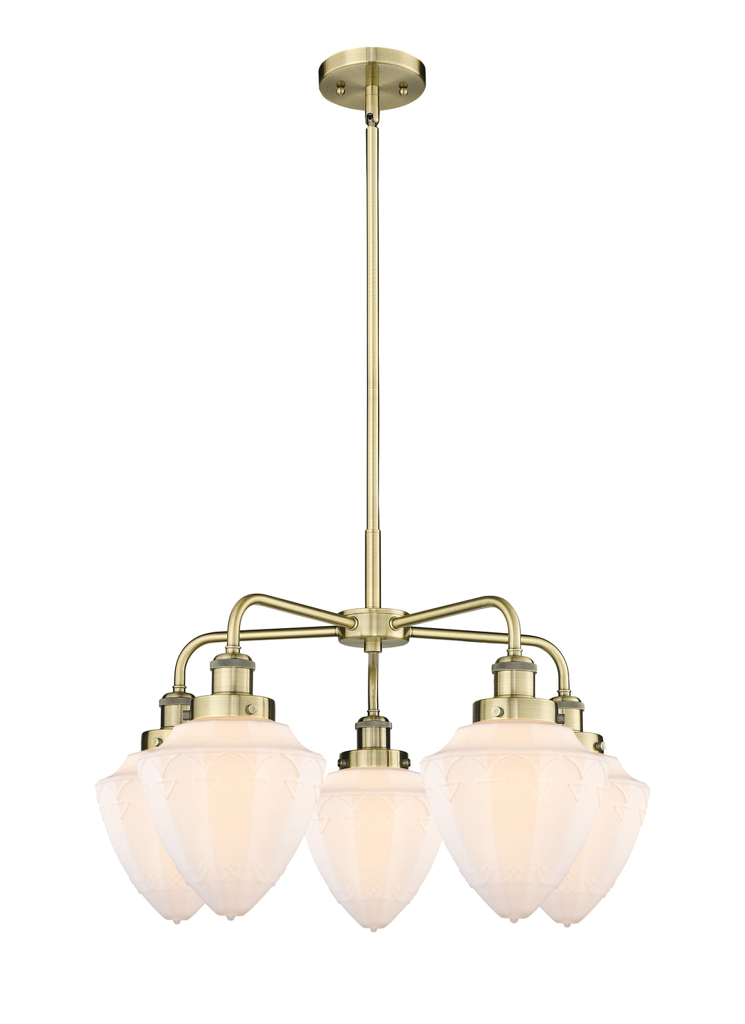 Innovations Lighting Bullet 7" Chandelier Chandeliers Innovations Lighting Antique Brass Matte White ; Glass Type: Frosted 