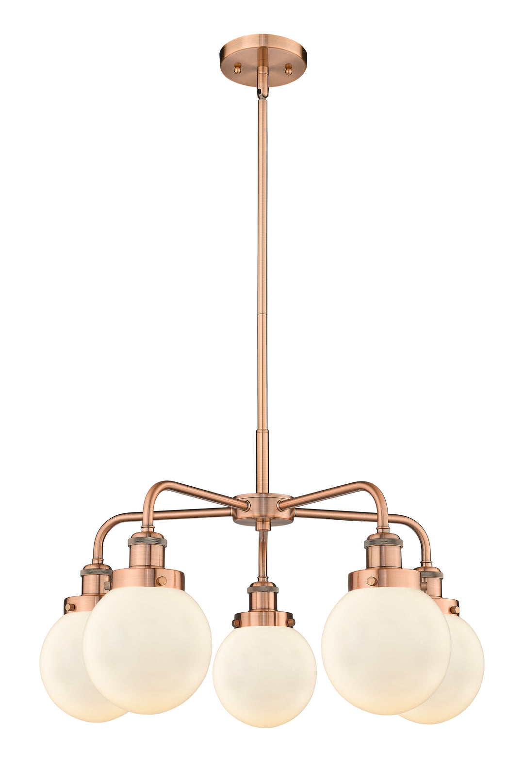 Innovations Lighting Beacon 6" Chandelier Chandeliers Innovations Lighting Antique Copper Matte White ; Glass Type: Frosted 