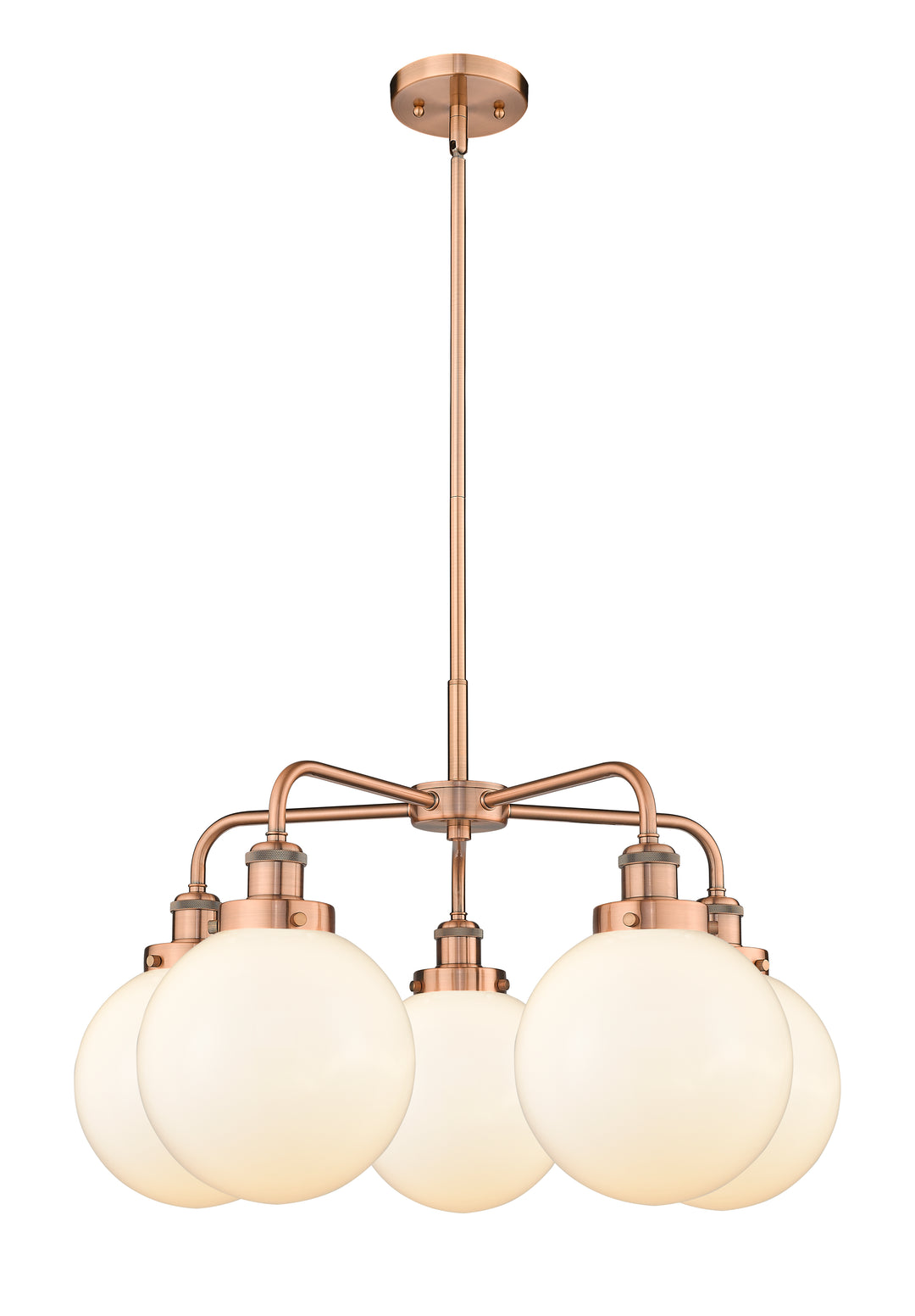 Innovations Lighting Beacon 8" Chandelier Chandeliers Innovations Lighting Antique Copper Matte White ; Glass Type: Frosted 