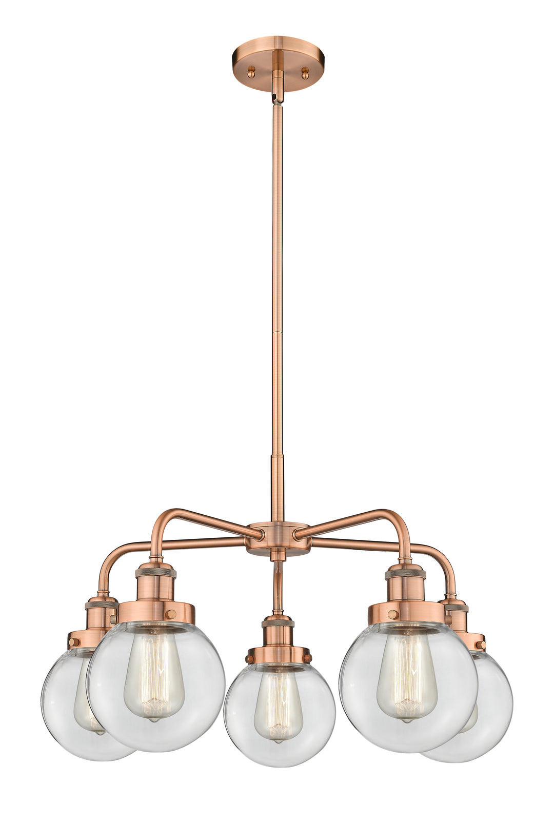 Innovations Lighting Beacon 6" Chandelier Chandeliers Innovations Lighting Antique Copper Clear ; Glass Type: Transparent 