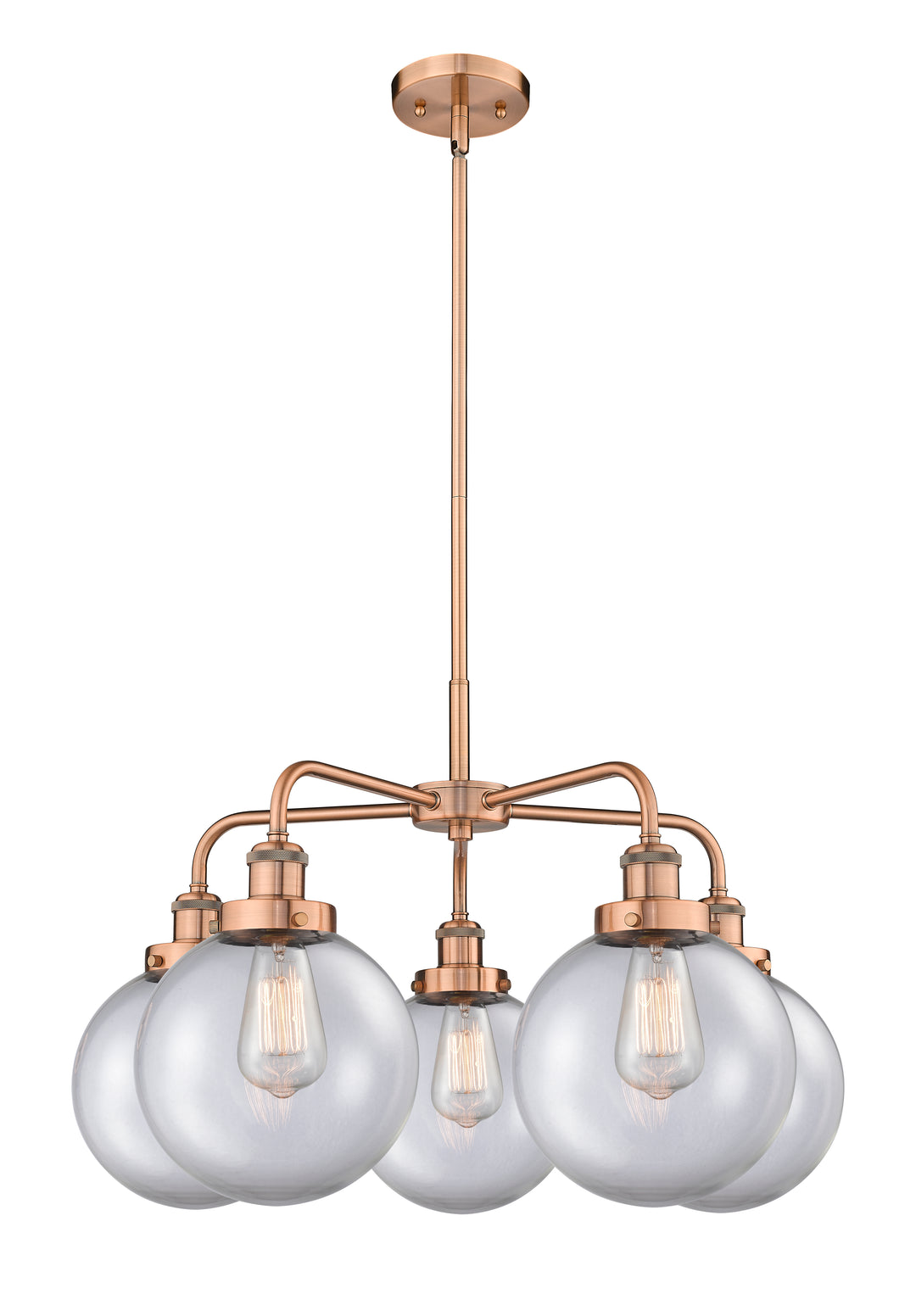 Innovations Lighting Whitney 8" Chandelier - Antique Copper Chandeliers Innovations Lighting Clear ; Glass Type: Transparent  