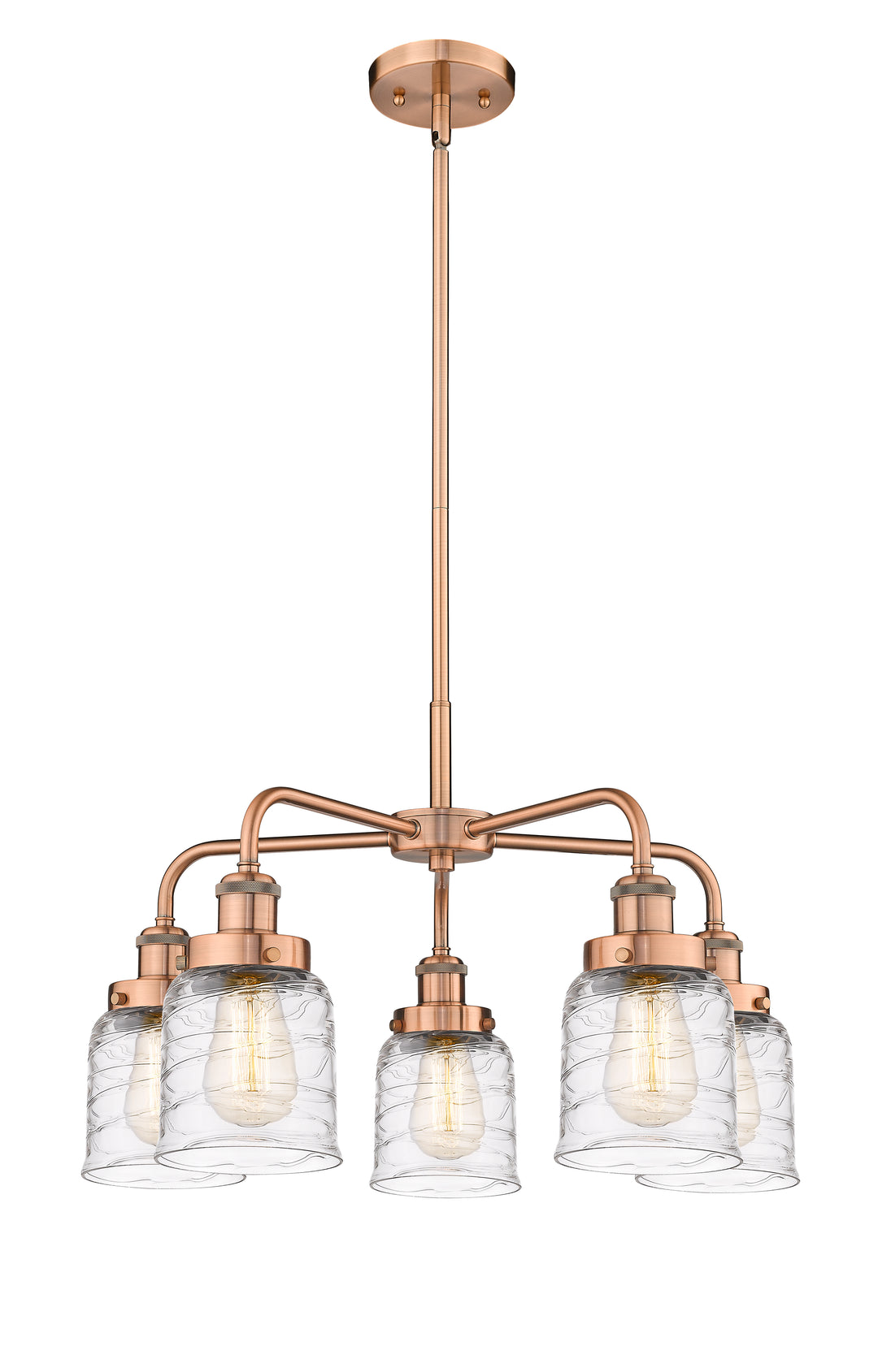 Innovations Lighting Bell Chandelier Chandeliers Innovations Lighting Antique Copper Clear Deco Swirl ; Glass Type: Clear 