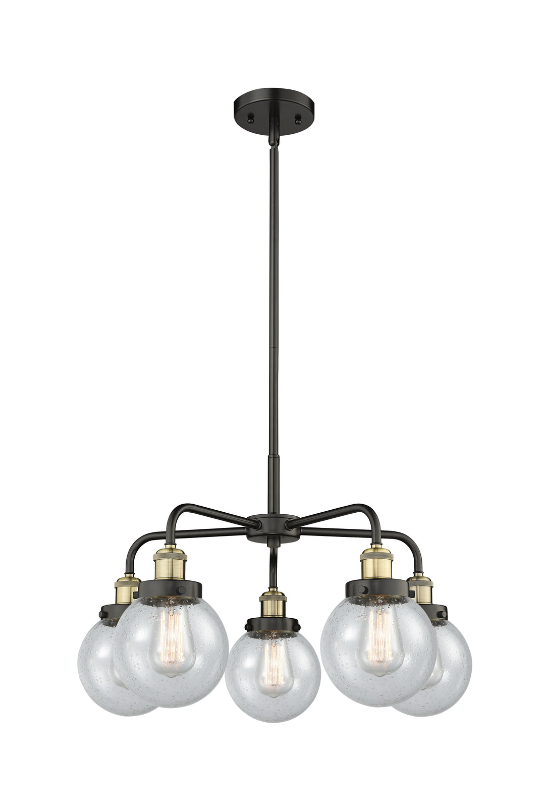 Innovations Lighting Beacon 6" Chandelier Chandeliers Innovations Lighting Black Antique Brass Seedy ; Glass Type: Seedy 