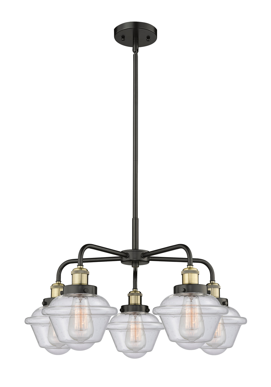 Innovations Lighting Oxford Chandelier - Black Antique Brass Chandeliers Innovations Lighting Seedy ; Glass Type: Seeded  