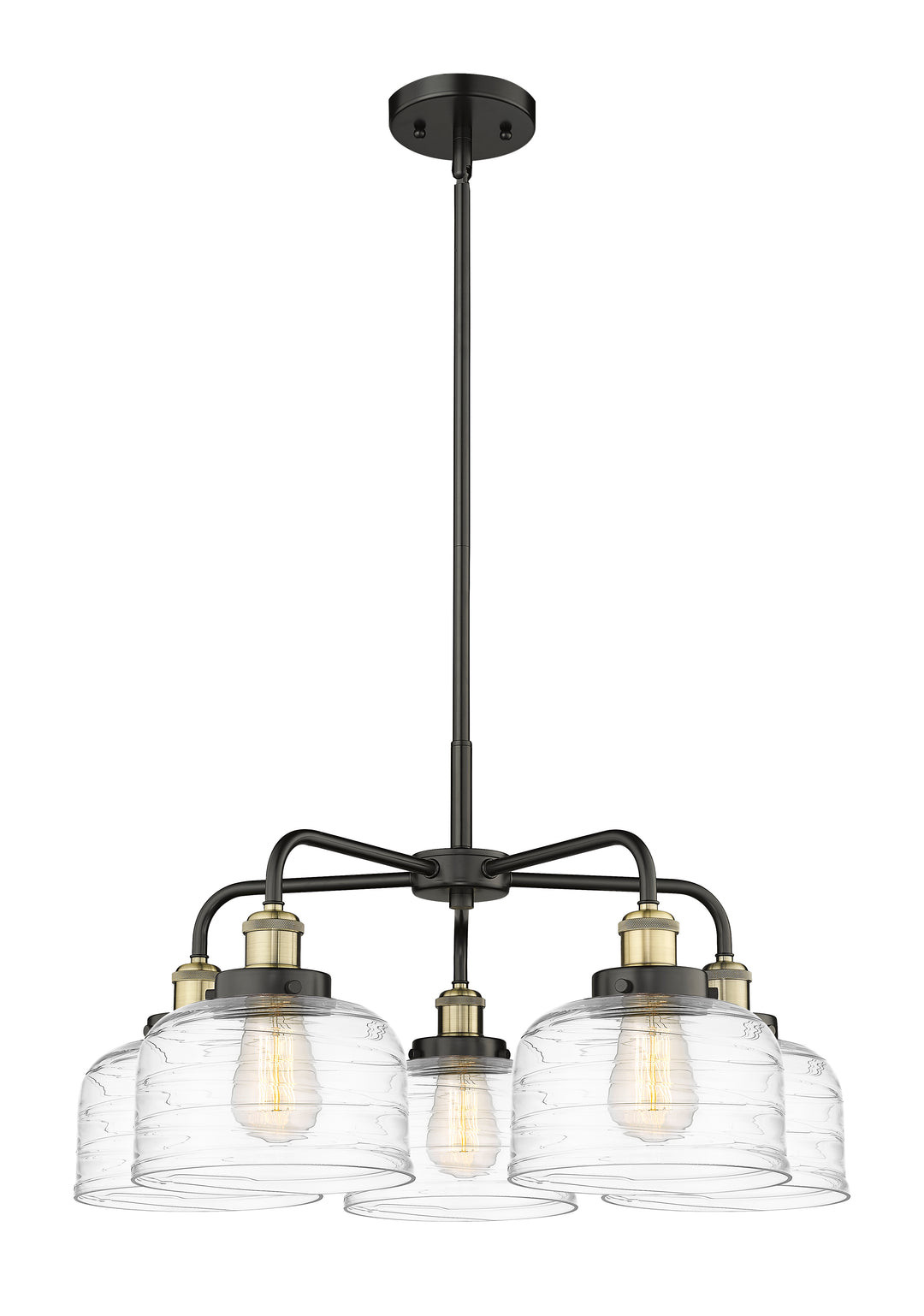 Innovations Lighting Bell Chandelier Chandeliers Innovations Lighting Black Antique Brass Clear Deco Swirl ; Glass Type: Transparent 