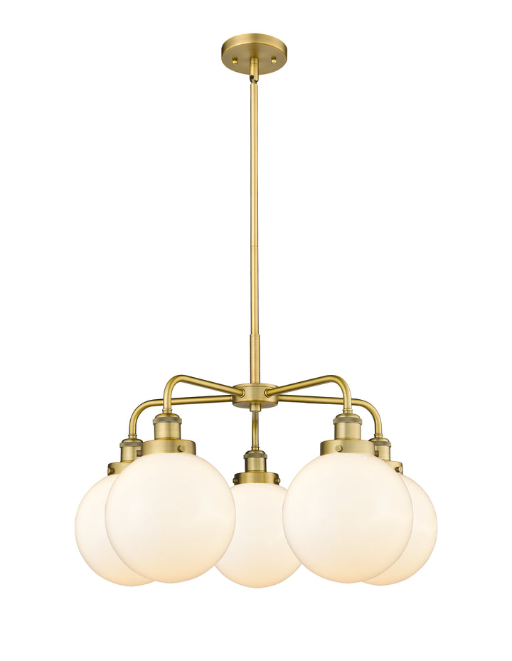 Innovations Lighting Beacon 8" Chandelier Chandeliers Innovations Lighting Brushed Brass Matte White ; Glass Type: Frosted 