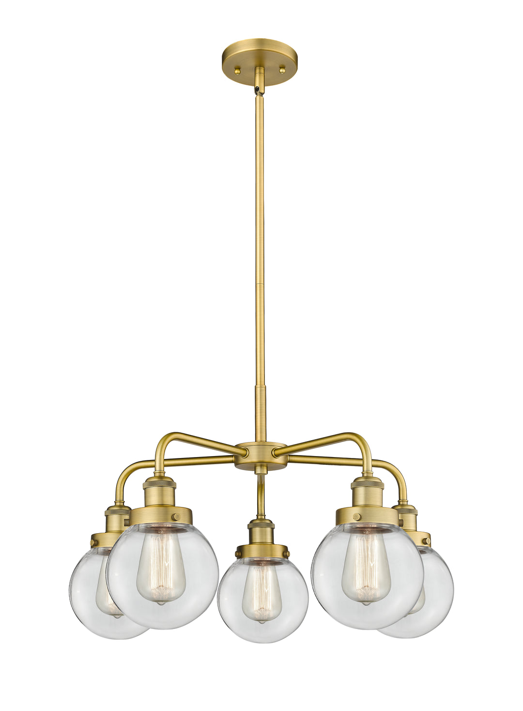 Innovations Lighting Beacon 6" Chandelier Chandeliers Innovations Lighting Brushed Brass Clear ; Glass Type: Transparent 