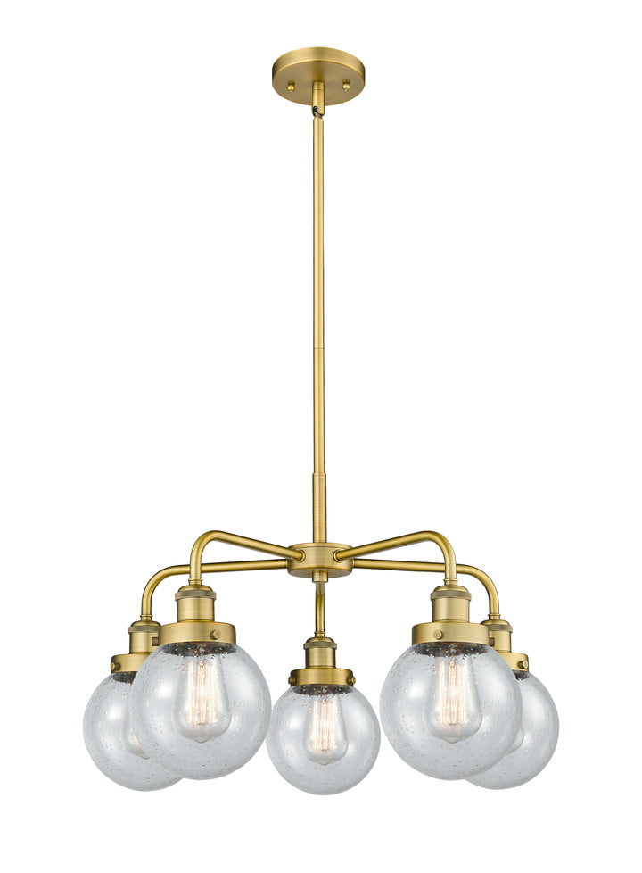 Innovations Lighting Beacon 6" Chandelier Chandeliers Innovations Lighting Brushed Brass Seedy ; Glass Type: Seedy 