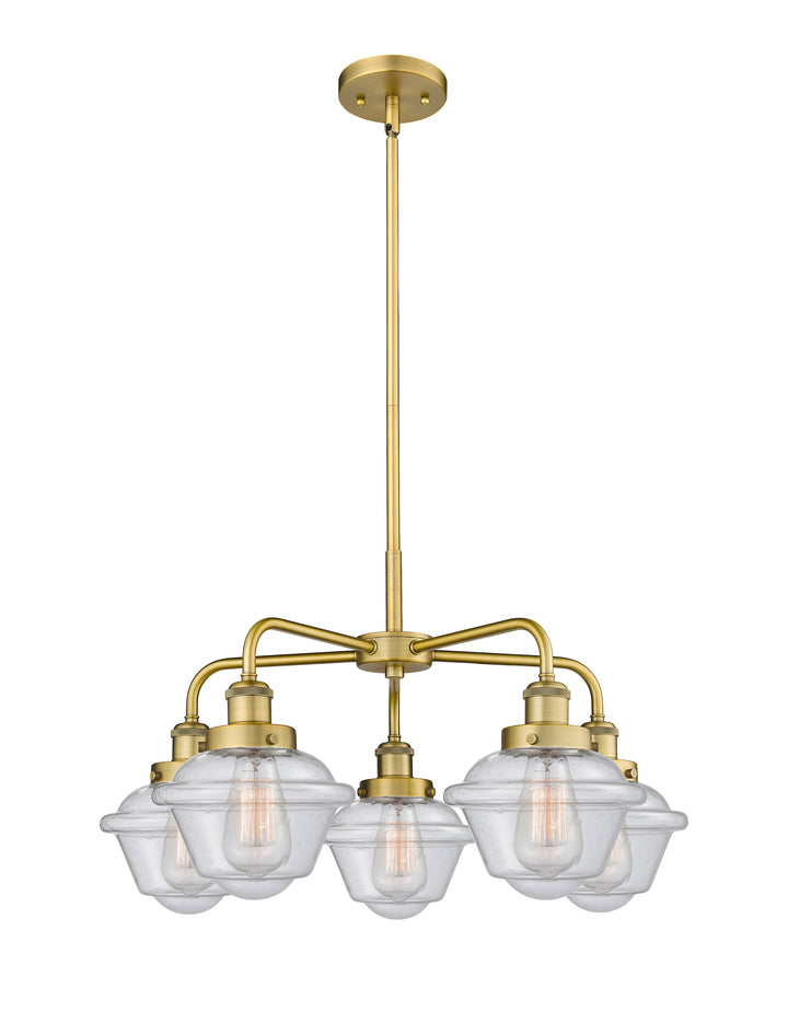 Innovations Lighting Oxford Chandelier - Brushed Brass Chandeliers Innovations Lighting Seedy ; Glass Type: Seeded  