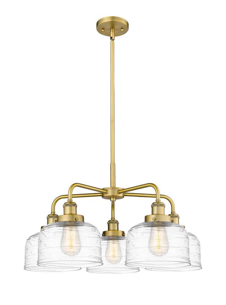 Innovations Lighting Bell Chandelier Chandeliers Innovations Lighting Brushed Brass Clear Deco Swirl ; Glass Type: Transparent 