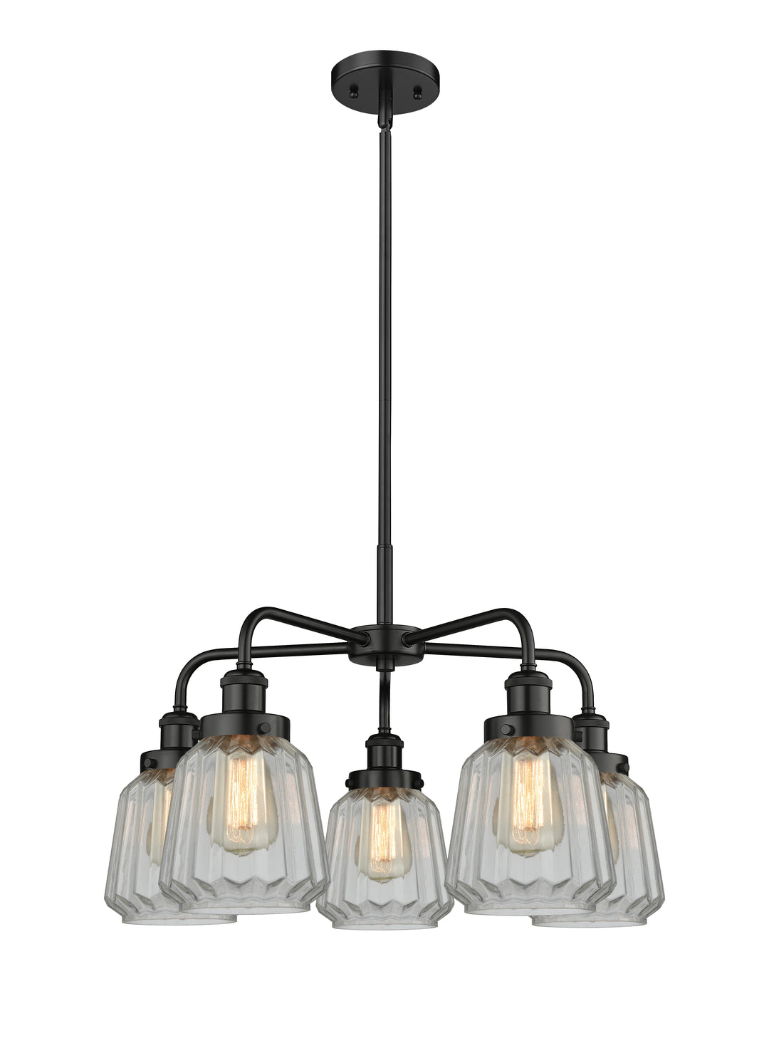 Innovations Lighting Chatham Chandelier - Matte Black Chandeliers Innovations Lighting Clear ; Glass Type: Transparent; Ribbed  