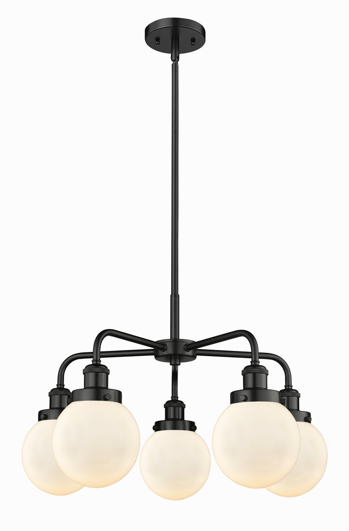 Innovations Lighting Beacon 6" Chandelier Chandeliers Innovations Lighting Matte Black Matte White ; Glass Type: Frosted 