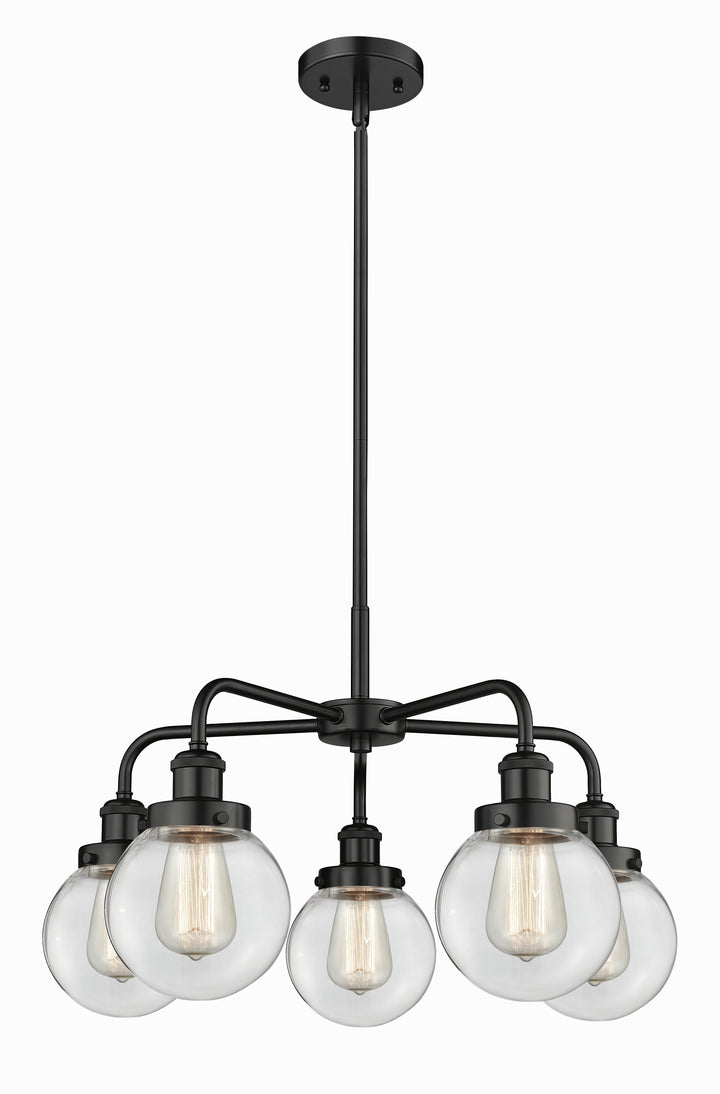 Innovations Lighting Beacon 6" Chandelier Chandeliers Innovations Lighting Matte Black Clear ; Glass Type: Transparent 