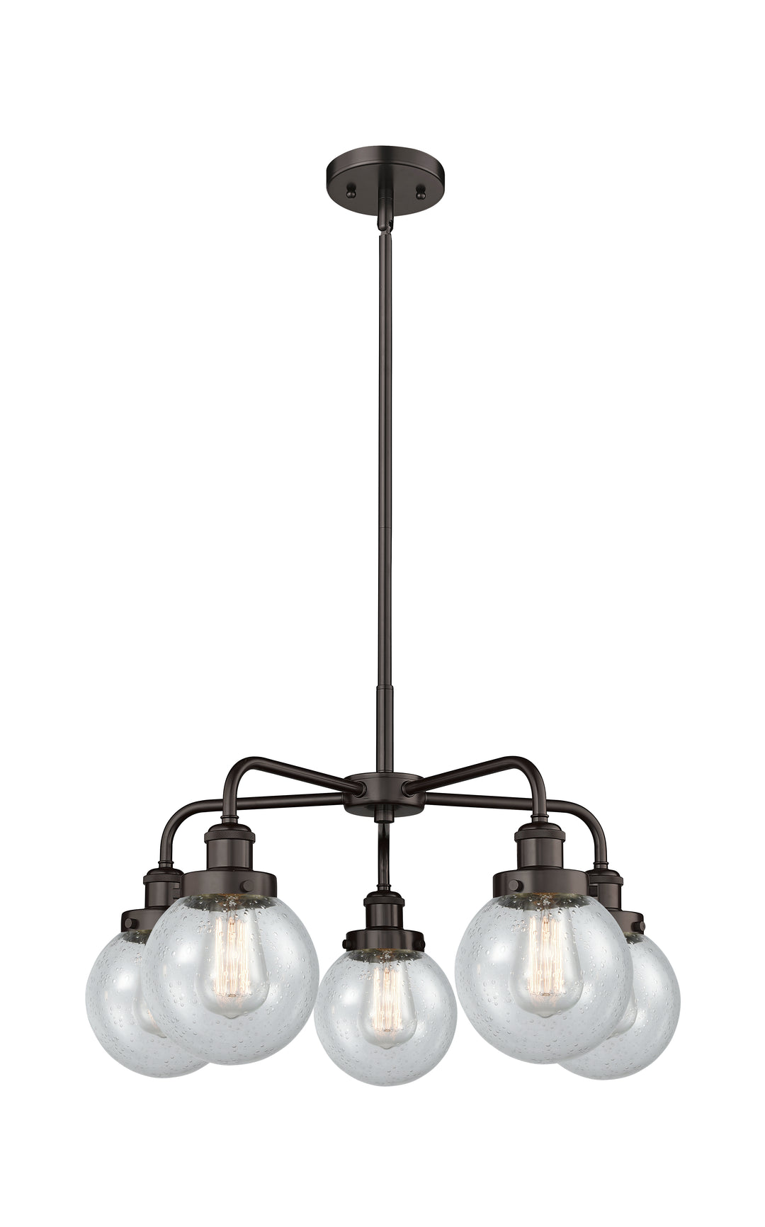 Innovations Lighting Beacon 6" Chandelier Chandeliers Innovations Lighting Oil Rubbed Bronze Seedy ; Glass Type: Seedy 