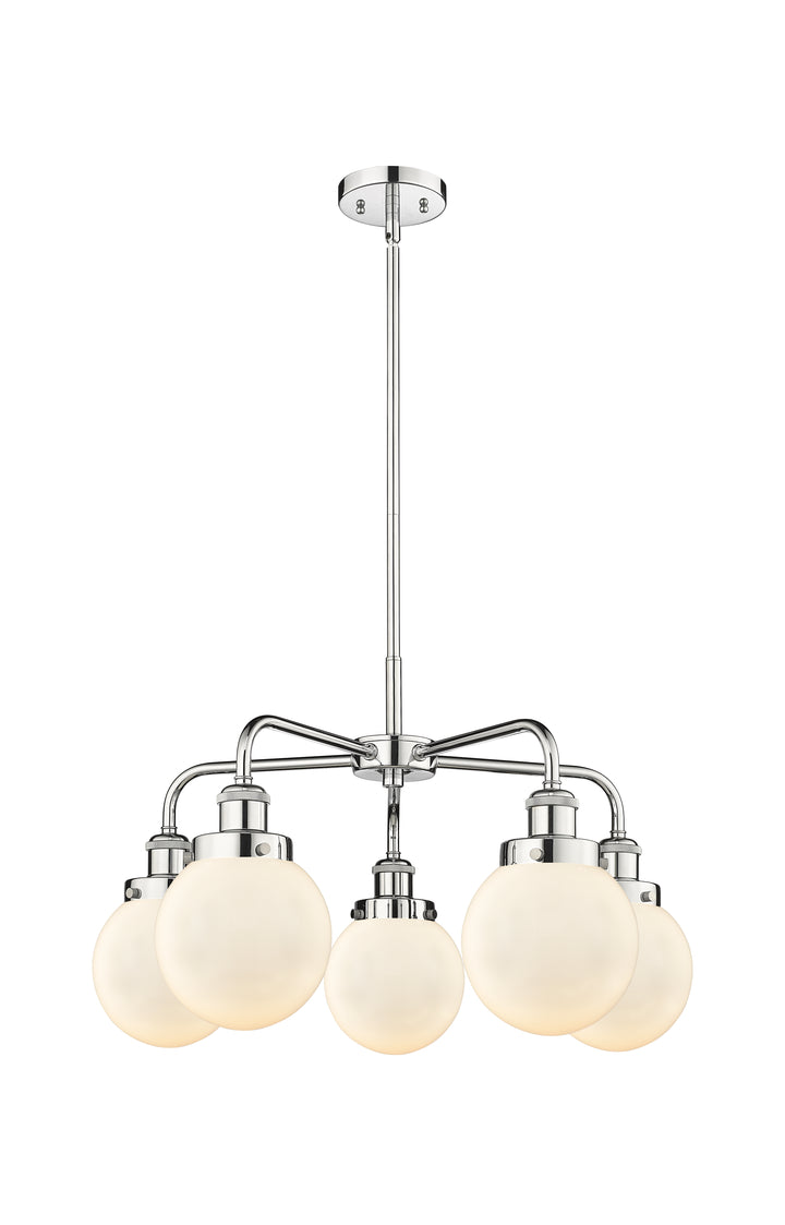 Innovations Lighting Beacon 6" Chandelier Chandeliers Innovations Lighting Polished Chrome Matte White ; Glass Type: Frosted 