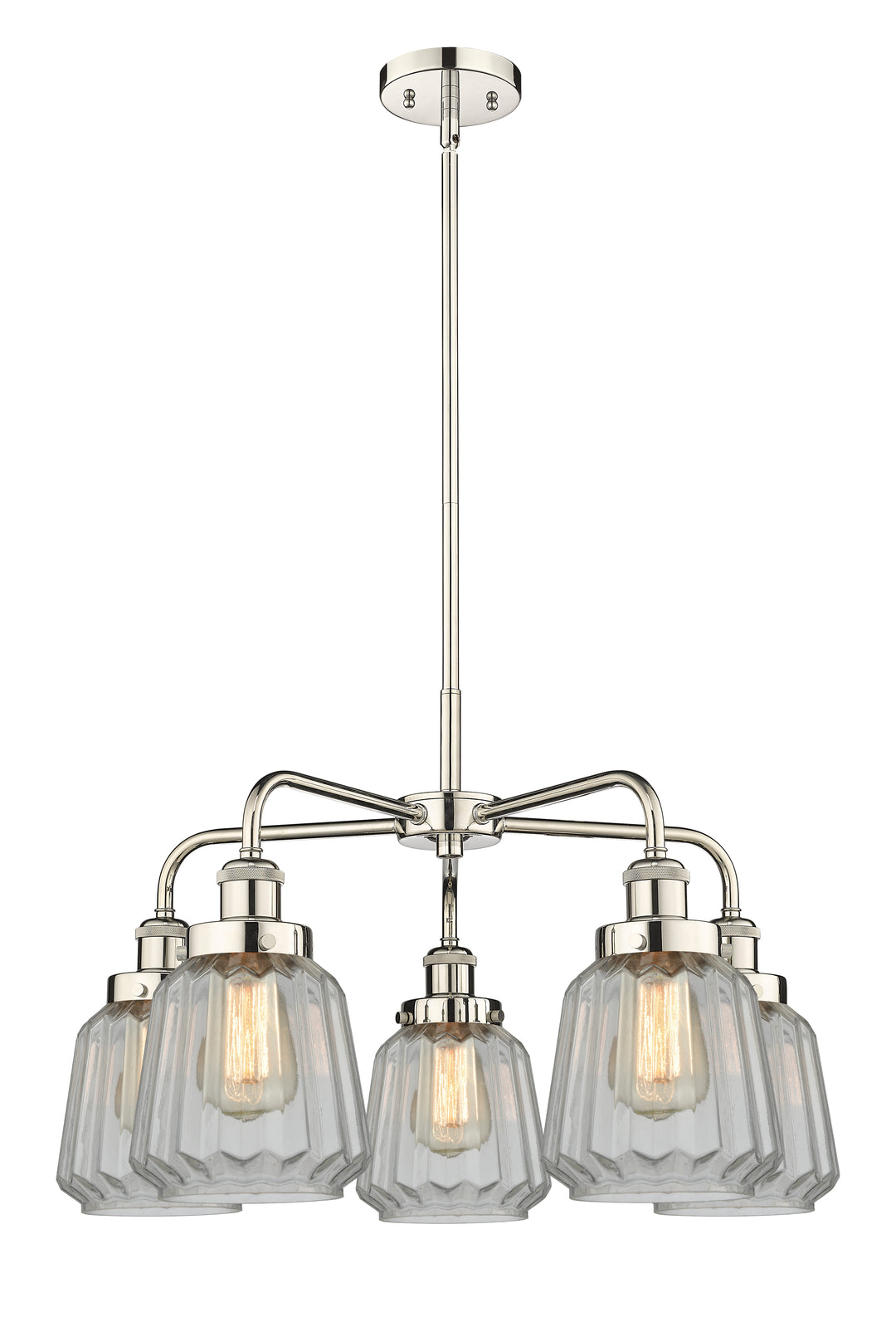 Innovations Lighting Chatham Chandelier - Polished Nickel Chandeliers Innovations Lighting Clear ; Glass Type: Transparent; Ribbed  