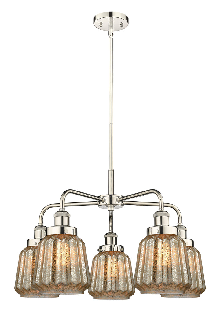 Innovations Lighting Chatham Chandelier - Polished Nickel Chandeliers Innovations Lighting Mercury ; Glass Type: Mercury; Ribbed  