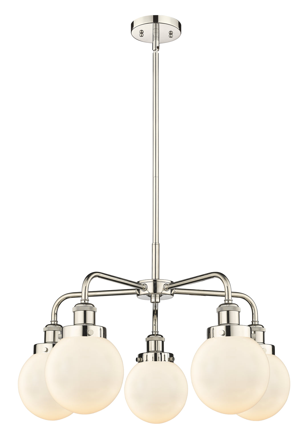 Innovations Lighting Beacon 6" Chandelier Chandeliers Innovations Lighting Polished Nickel Matte White ; Glass Type: Frosted 