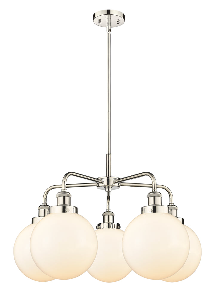 Innovations Lighting Beacon 8" Chandelier Chandeliers Innovations Lighting Polished Nickel Matte White ; Glass Type: Frosted 