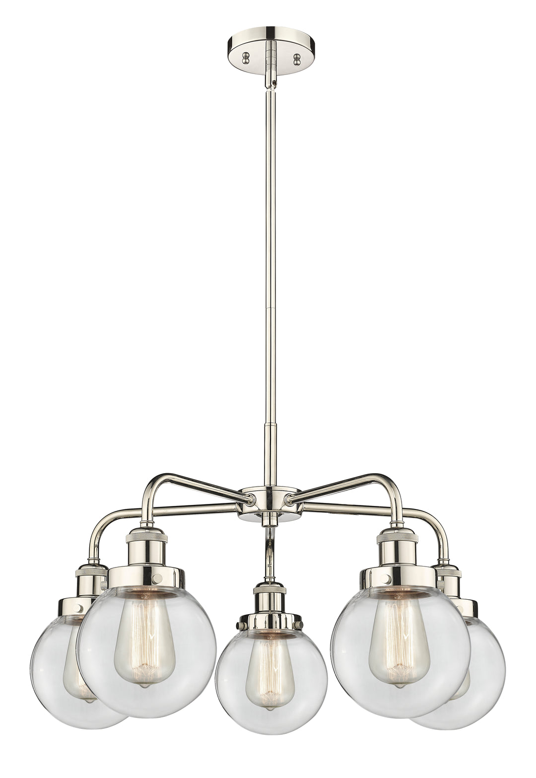 Innovations Lighting Beacon 6" Chandelier Chandeliers Innovations Lighting Polished Nickel Clear ; Glass Type: Transparent 