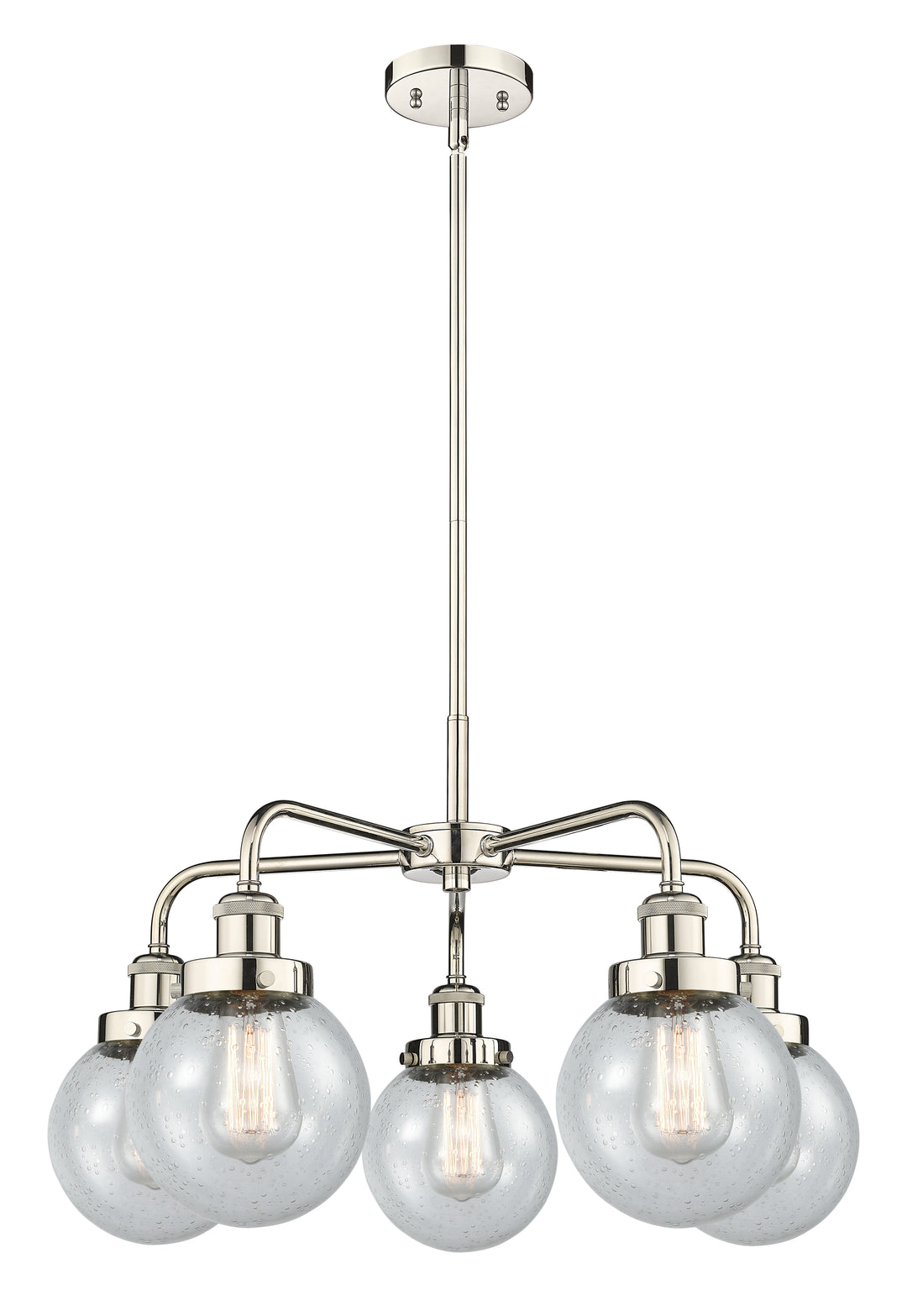 Innovations Lighting Beacon 6" Chandelier Chandeliers Innovations Lighting Polished Nickel Seedy ; Glass Type: Seedy 