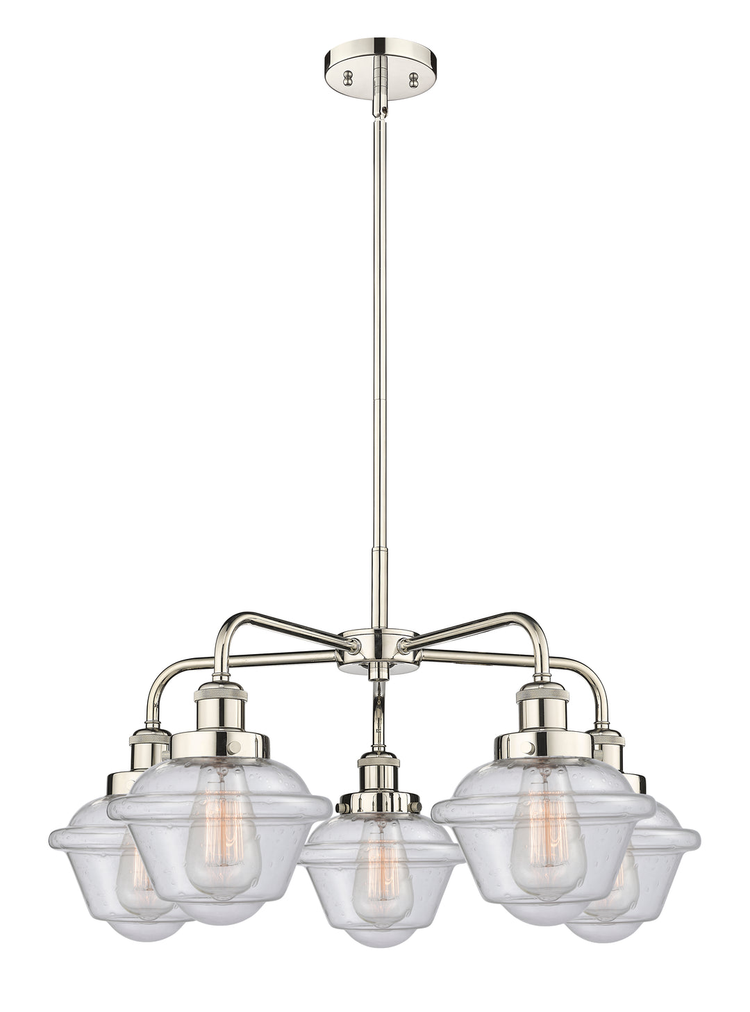 Innovations Lighting Oxford Chandelier - Polished Nickel Chandeliers Innovations Lighting Seedy ; Glass Type: Seeded  