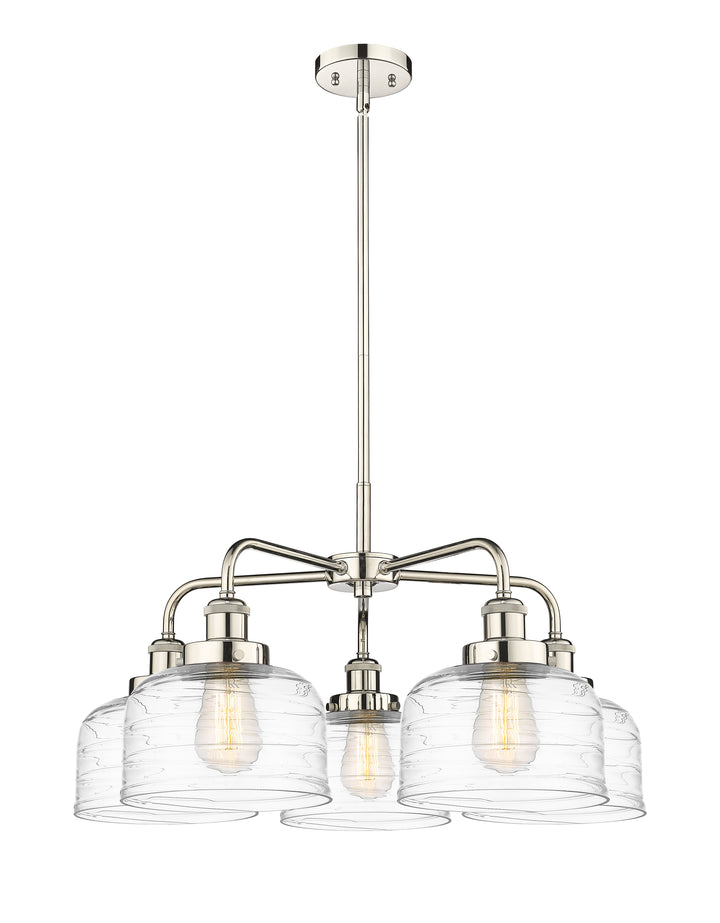 Innovations Lighting Bell Chandelier Chandeliers Innovations Lighting Polished Nickel Clear Deco Swirl ; Glass Type: Transparent 