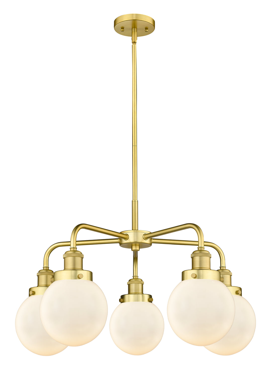 Innovations Lighting Beacon 6" Chandelier Chandeliers Innovations Lighting Satin Gold Matte White ; Glass Type: Frosted 