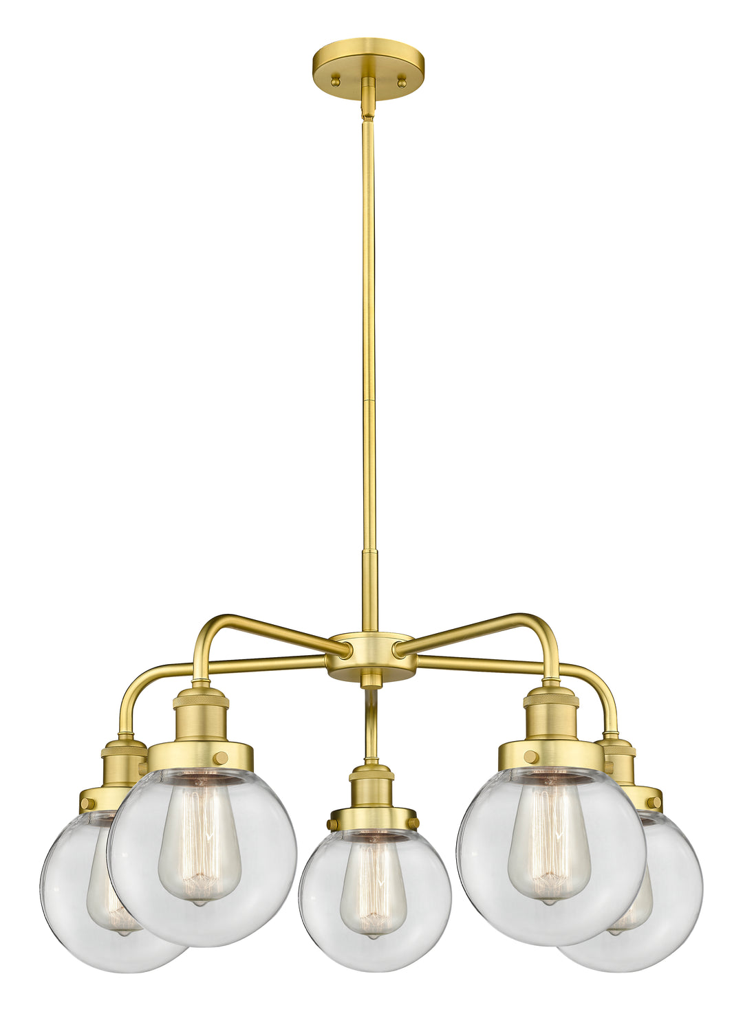 Innovations Lighting Beacon 6" Chandelier Chandeliers Innovations Lighting Satin Gold Clear ; Glass Type: Transparent 