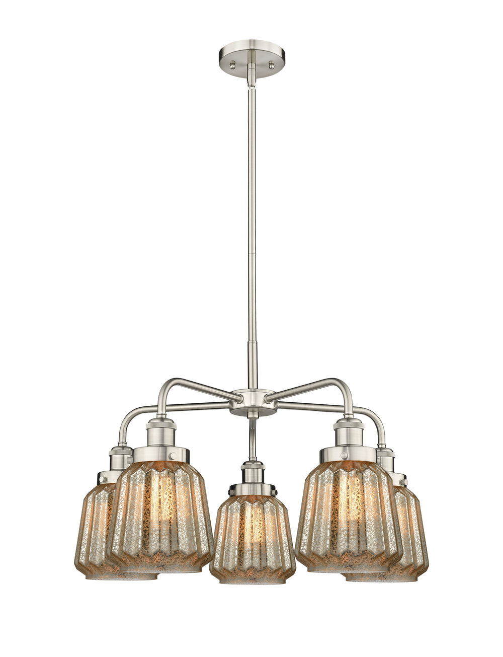 Innovations Lighting Chatham Chandelier - Satin Nickel Chandeliers Innovations Lighting Mercury ; Glass Type: Mercury; Ribbed  