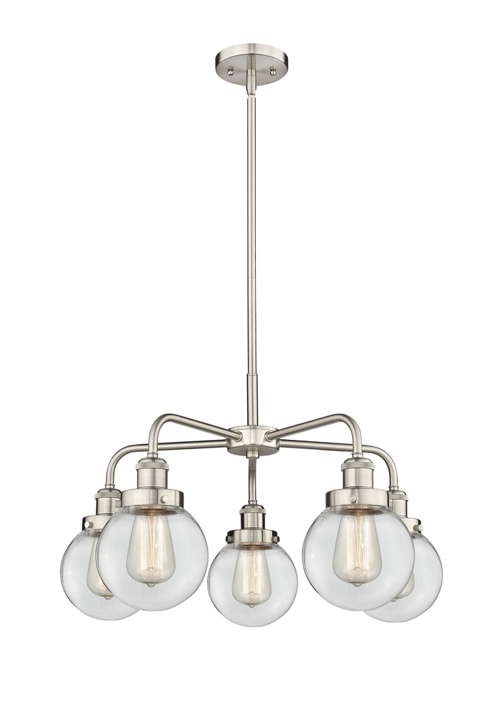 Innovations Lighting Beacon 6" Chandelier Chandeliers Innovations Lighting Satin Nickel Clear ; Glass Type: Transparent 