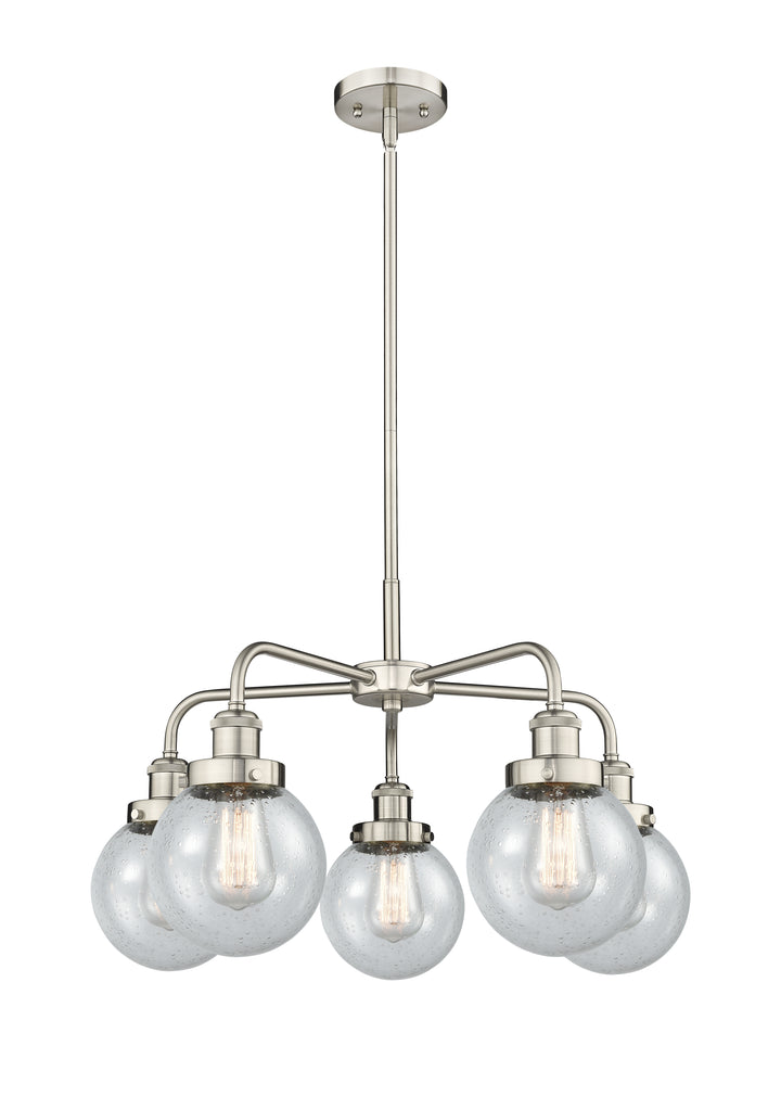 Innovations Lighting Beacon 6" Chandelier Chandeliers Innovations Lighting Satin Nickel Seedy ; Glass Type: Seedy 