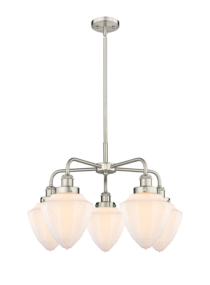 Innovations Lighting Bullet 7" Chandelier Chandeliers Innovations Lighting Satin Nickel Matte White ; Glass Type: Frosted 