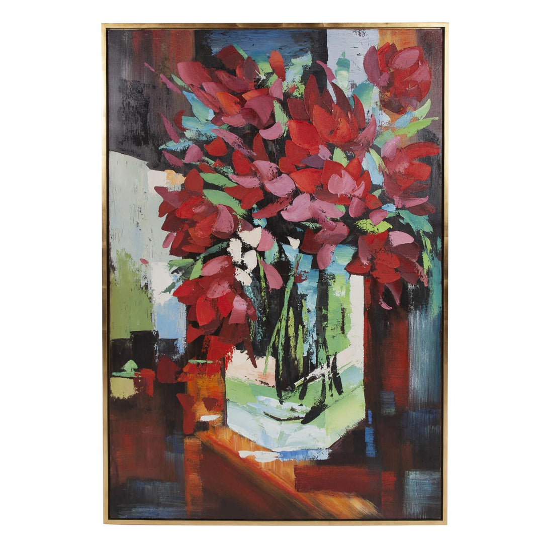 Howard Elliott Collection Red Tulips In Vase Hand Painted Original Art