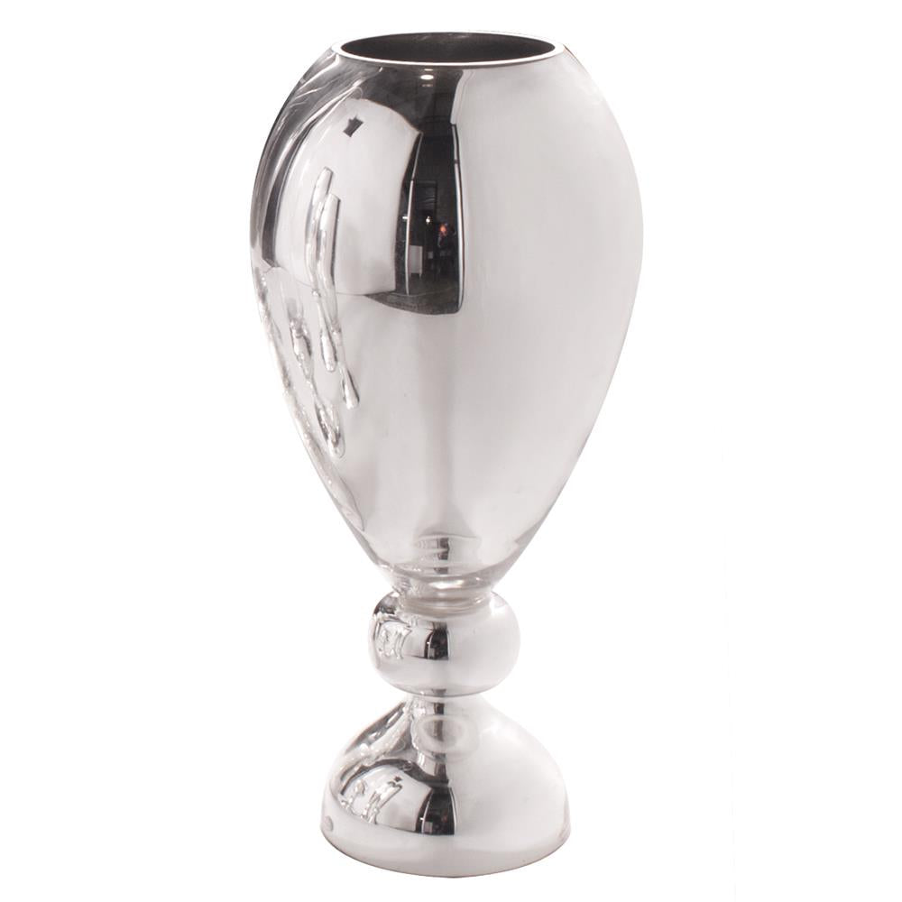 Howard Elliott Collection Silver Wine Goblet Hand Blown Glass Vase