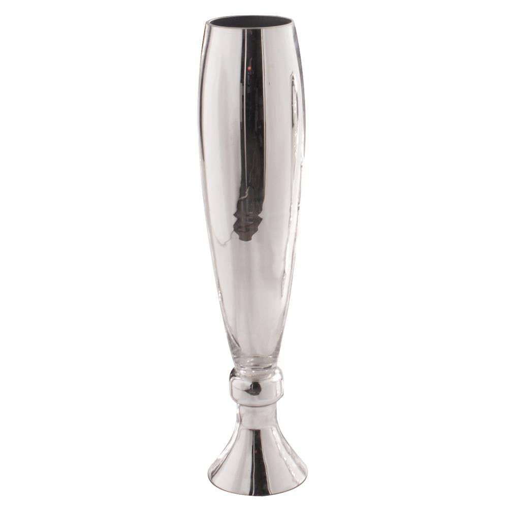 Howard Elliott Collection Fluted Hand-Blown Silver Glass Vase Large