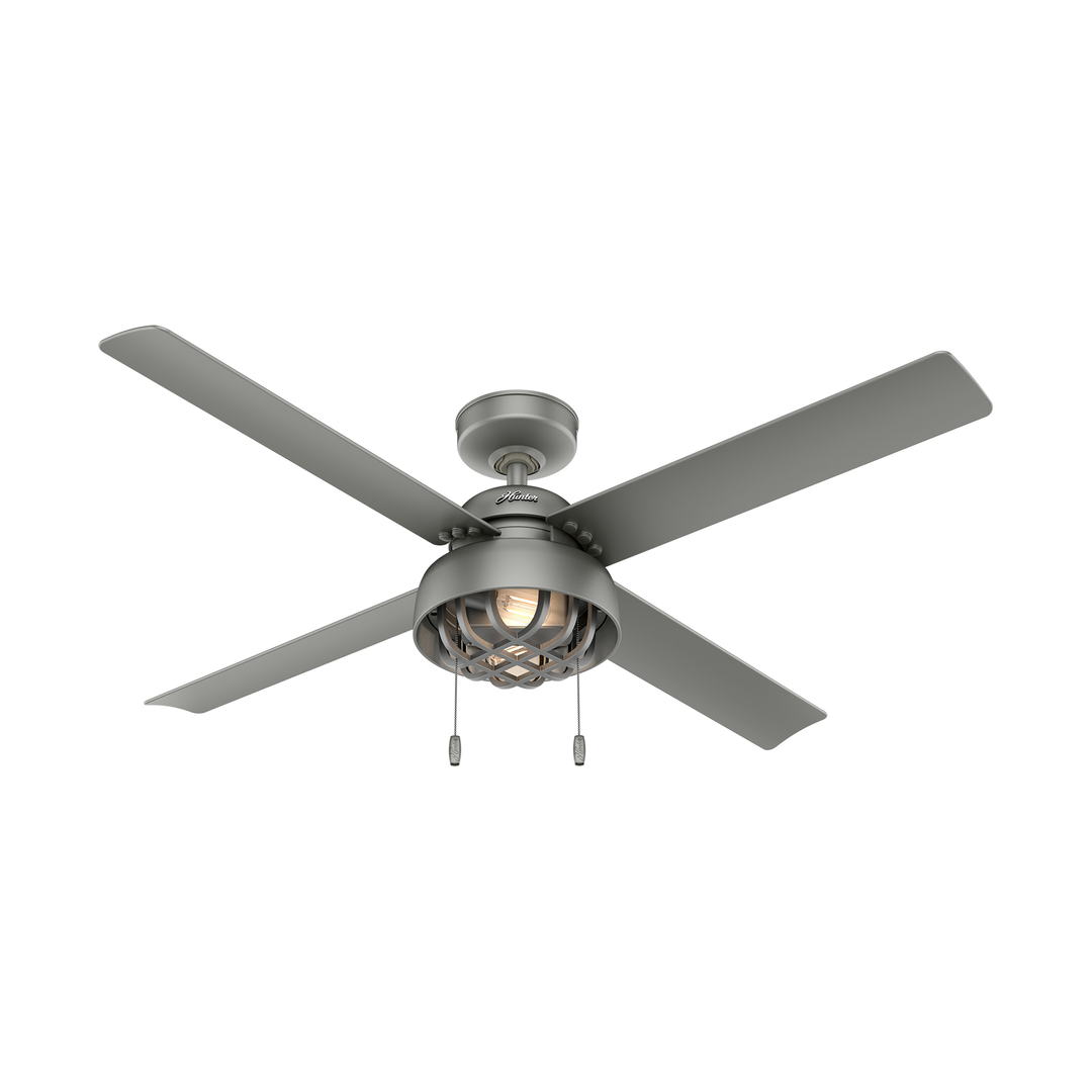 Hunter 52 inch Spring Mill Damp Rated Ceiling Fan with LED Light Kit and Pull Chain Indoor Ceiling Fans Hunter