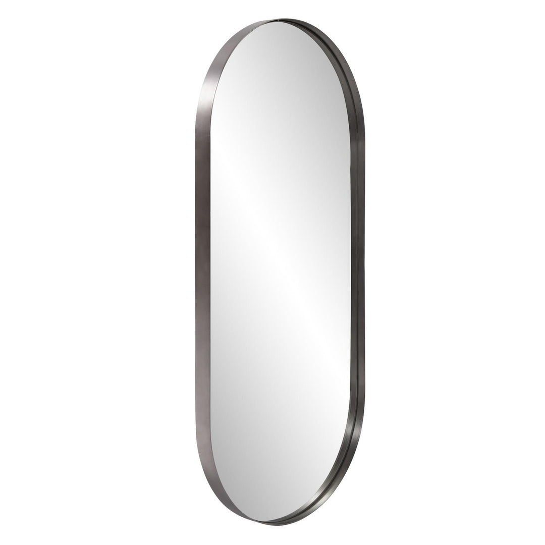 Howard Elliott Collection Steele Capsule Mirror in Brushed Silver Mirrors Howard Elliott Collection   