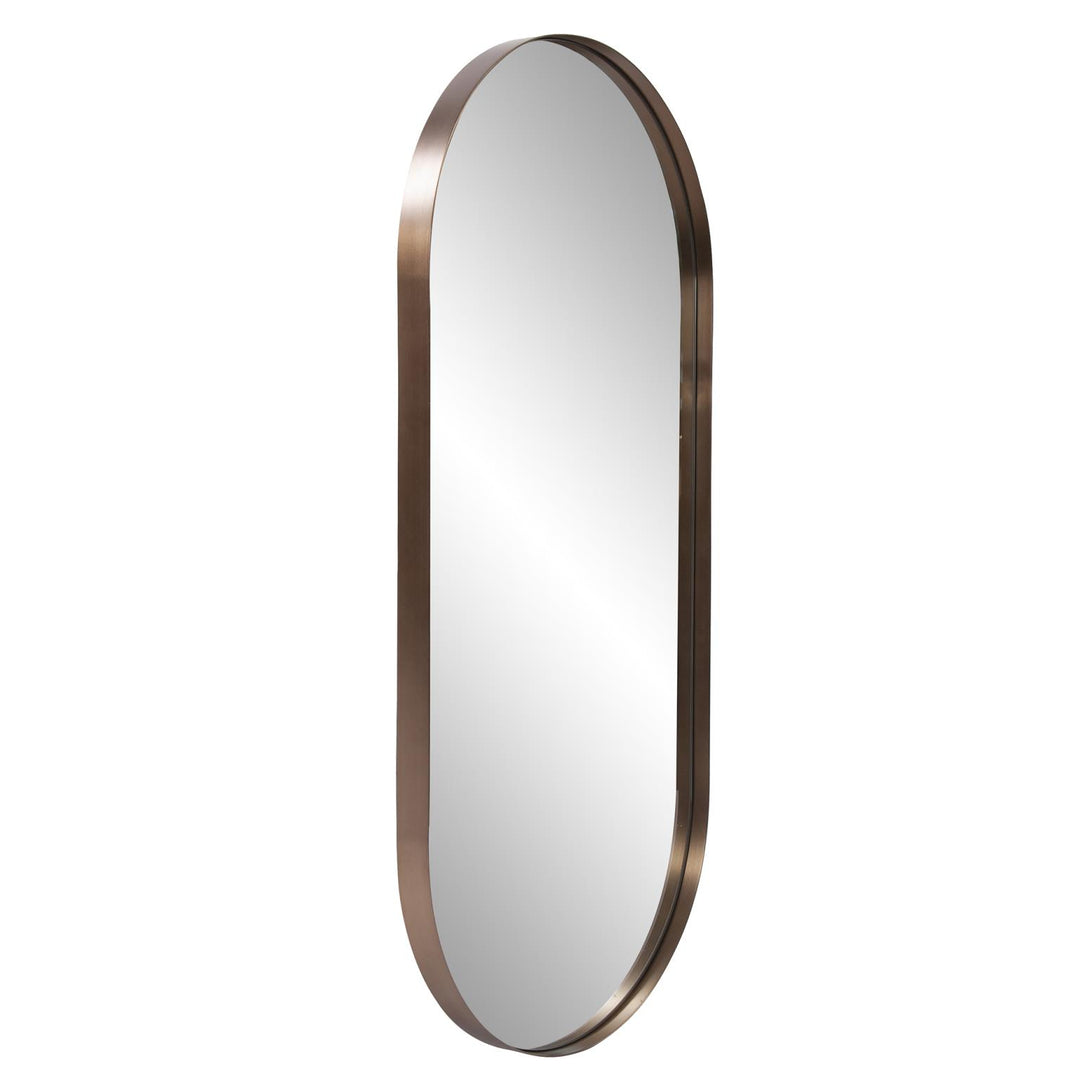 Howard Elliott Collection Steele Capsule Mirror in Brushed Brass Mirrors Howard Elliott Collection   