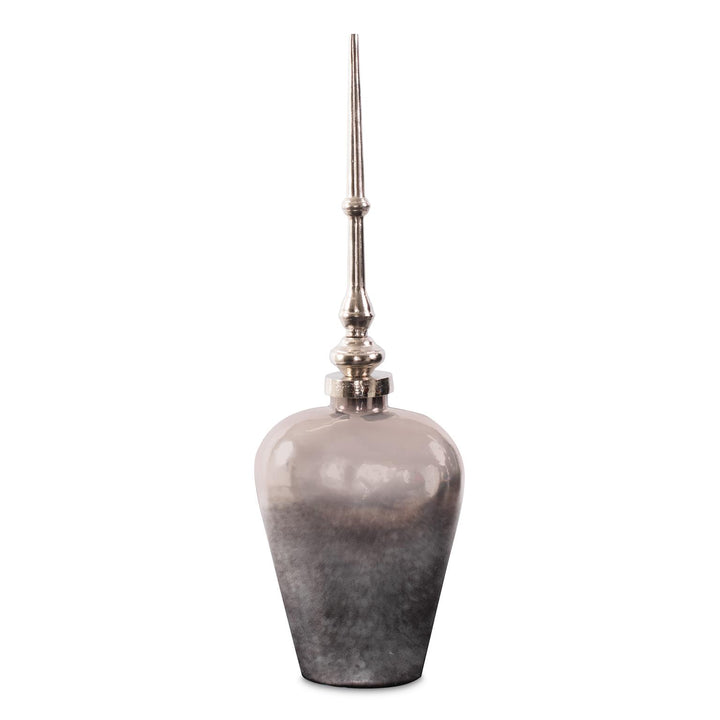 Howard Elliott Venetia Ebony Glass Bottle with Aluminium Spired Lid