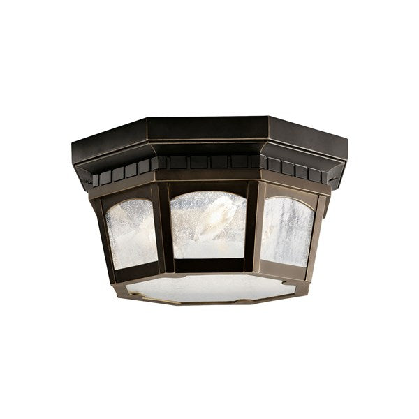 Kichler Courtyard  Outdoor Flush & Semi Flush Mount Outdoor Wall Lights Kichler Rubbed Bronze 12.25x6.25 